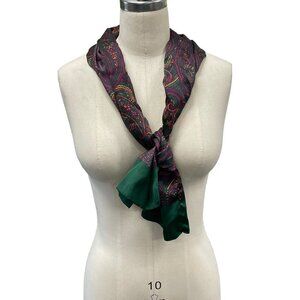 Paisley Print Scarf With Green and Fuschia Accent
